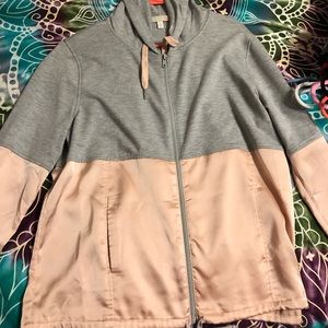 GB lightweight grey/blush silk zip up